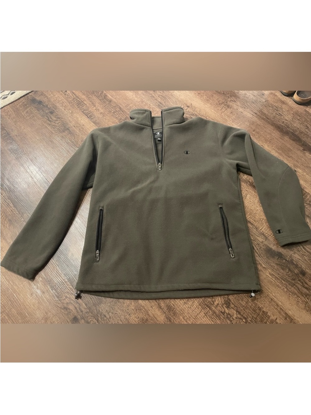 Champion Olive Green Quarter-Zip Fleece Pullover Jacket